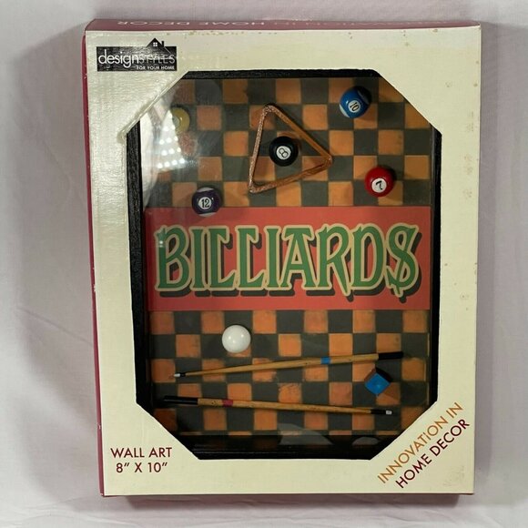DesignSTYLES 2005 Billiards 3-D Decoration Man Cave Game Room Wall Art 8 x 10 - Picture 1 of 4